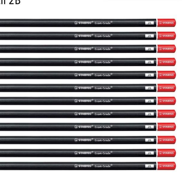 

♫ STABILO Exam Grade - Pensil 2B - 12pcs / Pencil Kayu Hitam Ujian UNBK ➾