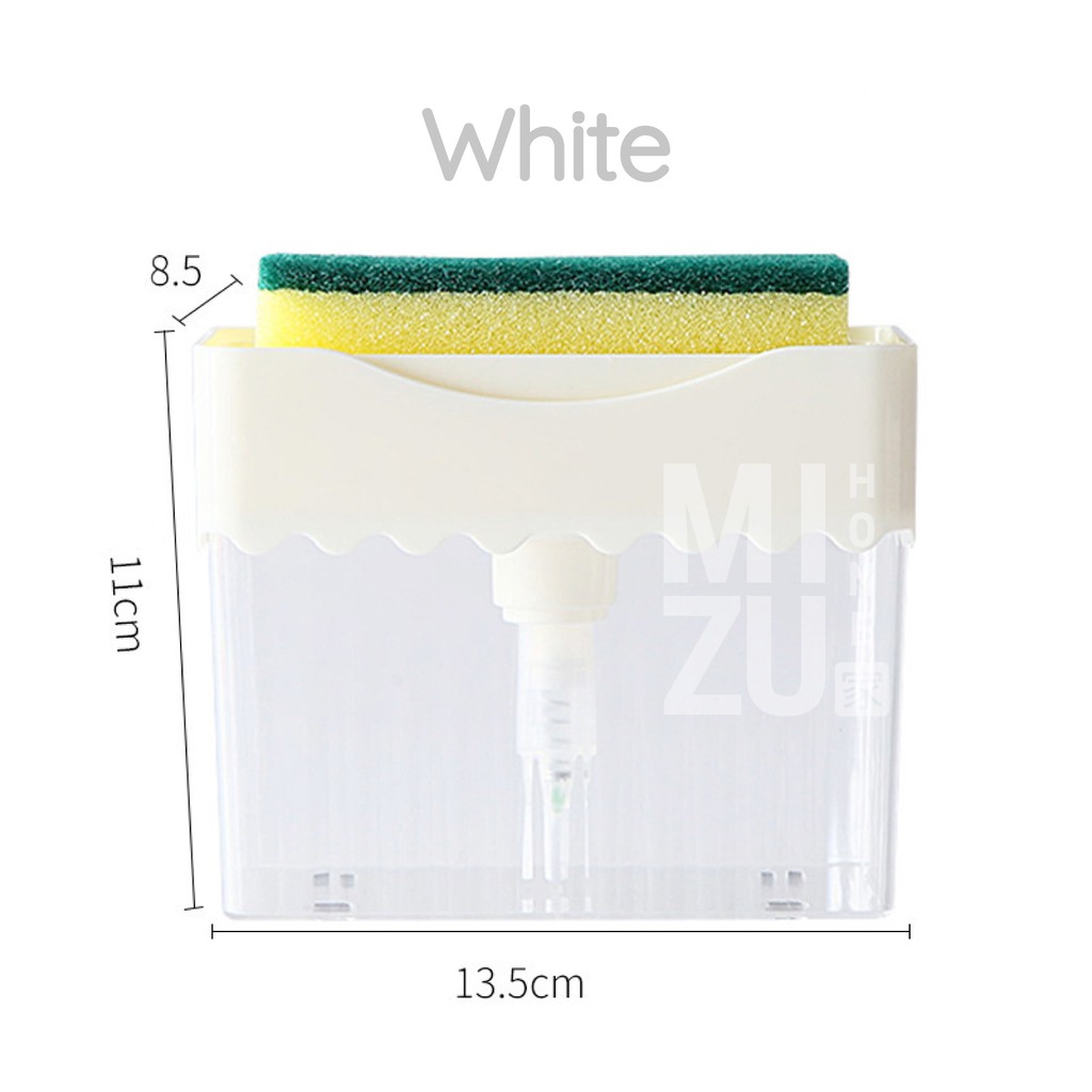 MIZU EPONGE 2in1 Pompa Sabun Sponge Pump Soap Dispenser & Tempat Pengering Sponge Holder-WHITE Putih