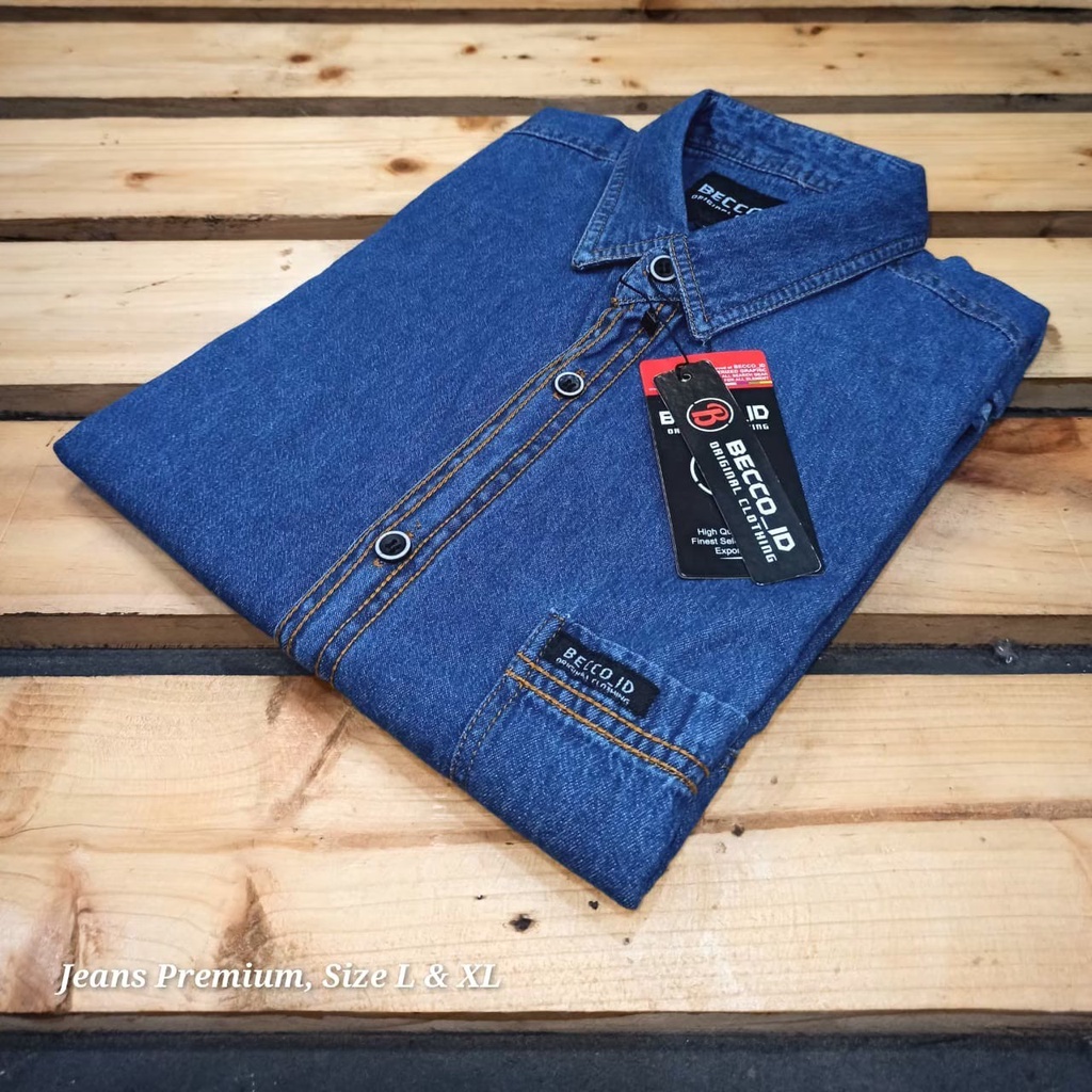 Kemeja Jeans Pendek Original Basic Pria l Kemeja Polos  l Kemeja Kantoran Termurah