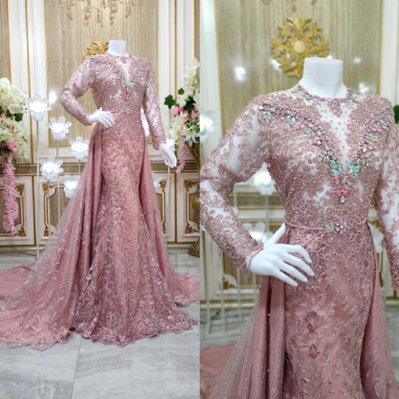 GAUN SLIM BEREKOR MEWAH//GAUN WEDDING MODERN//GAUN//KEBAYA