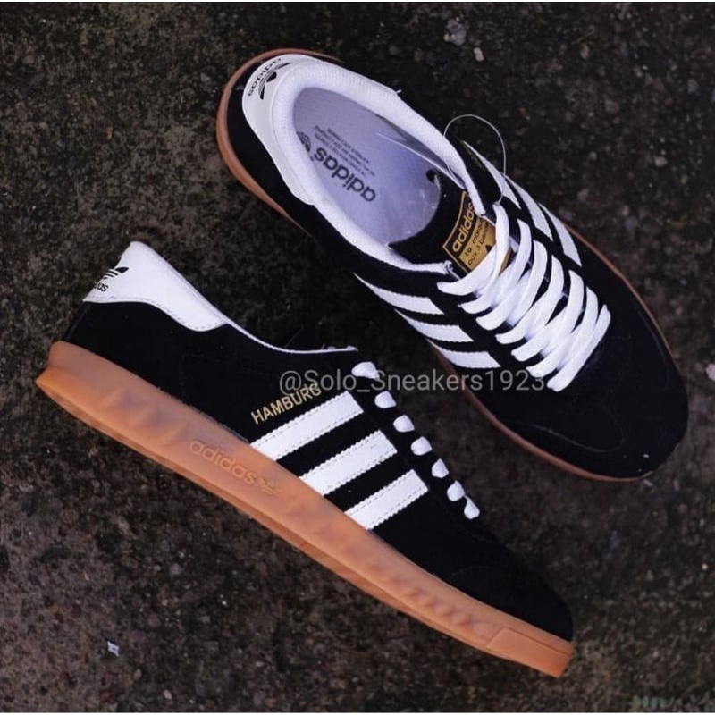 TERLARIS SEPATU SNEAKERS KASUAL Adidas Spezial / Munchen / Samba / Hamburg MURAH Bayar Di Tempat-Hamburg Black White