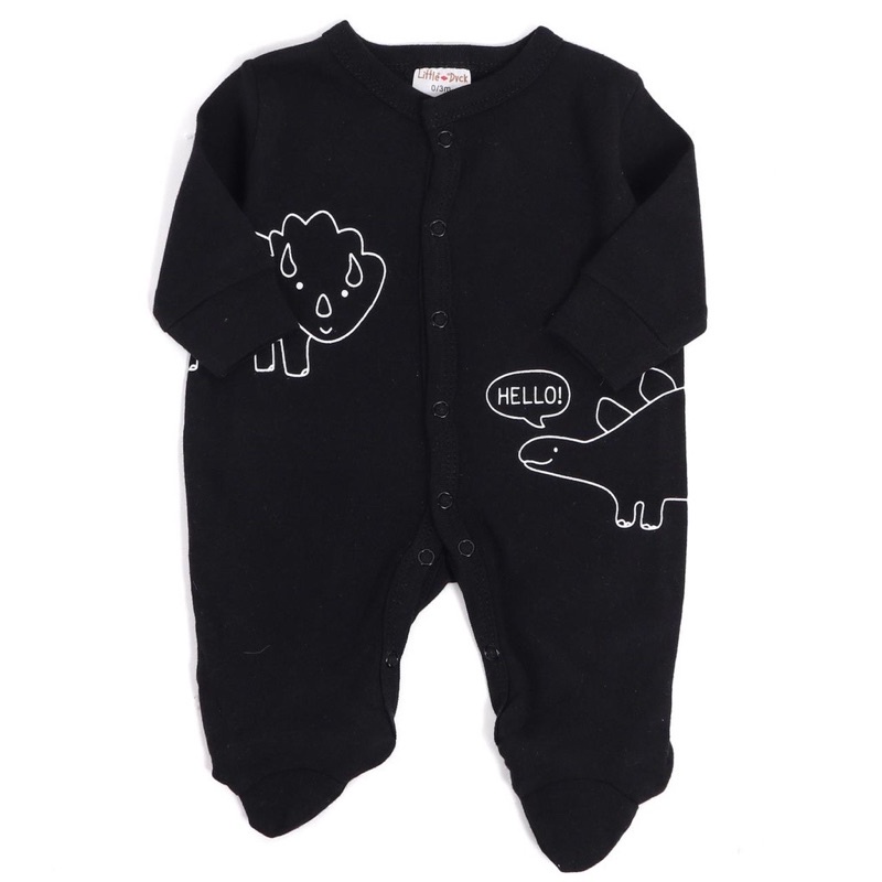 BABY K2 - Sleepsuit baby isi 3 pcs motif hello black