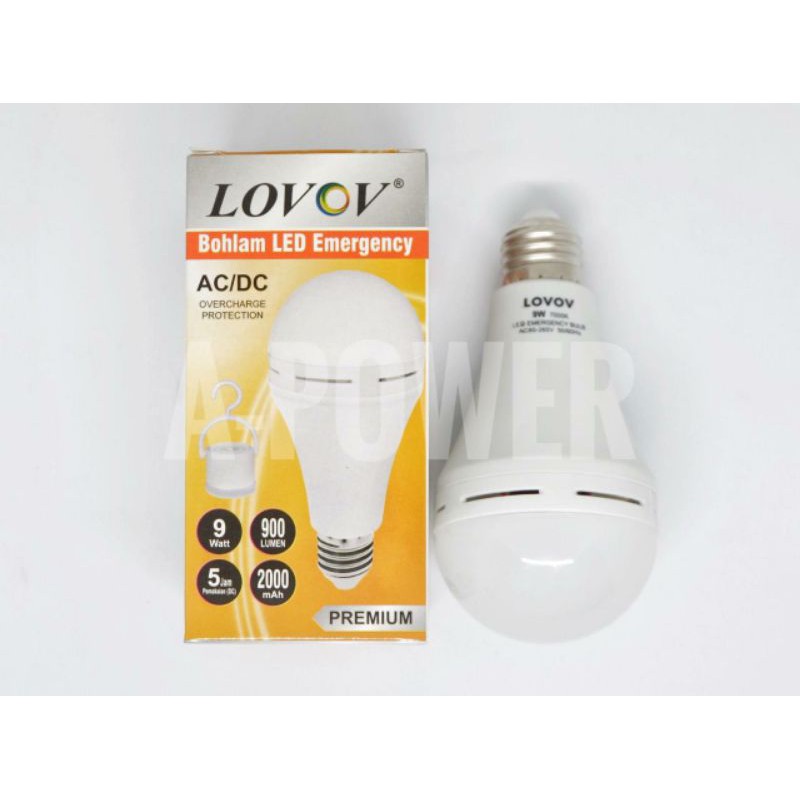 Lovov - Lampu LED Emergency Magic AC / DC 9W (Putih)