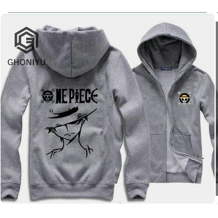 JAKET SWEATER ANIME ONE PIECE LOGO MONKEY D. LUFFY ZIPPER HOODIE