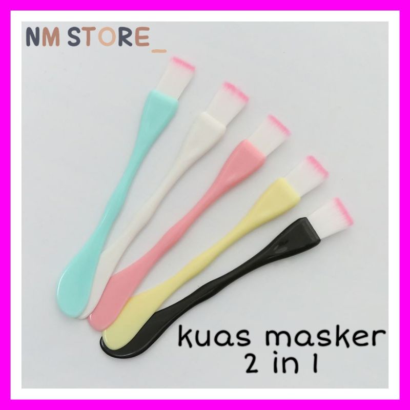 KUAS MASKER WAJAH 2 IN 1 KUAS MASKER BULU SPATULA MURAH IMPORT BRUSHES MAKE UP TOOLS