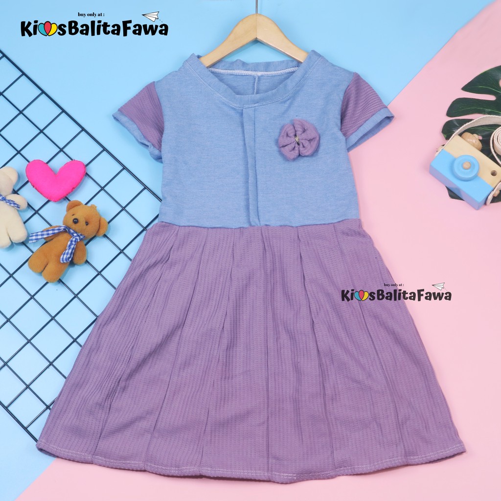 Dress Maudy Size 5-6 Tahun / Dres Anak Perempuan Murah Baju Cewek Gaun Lengan SD Pesta Import