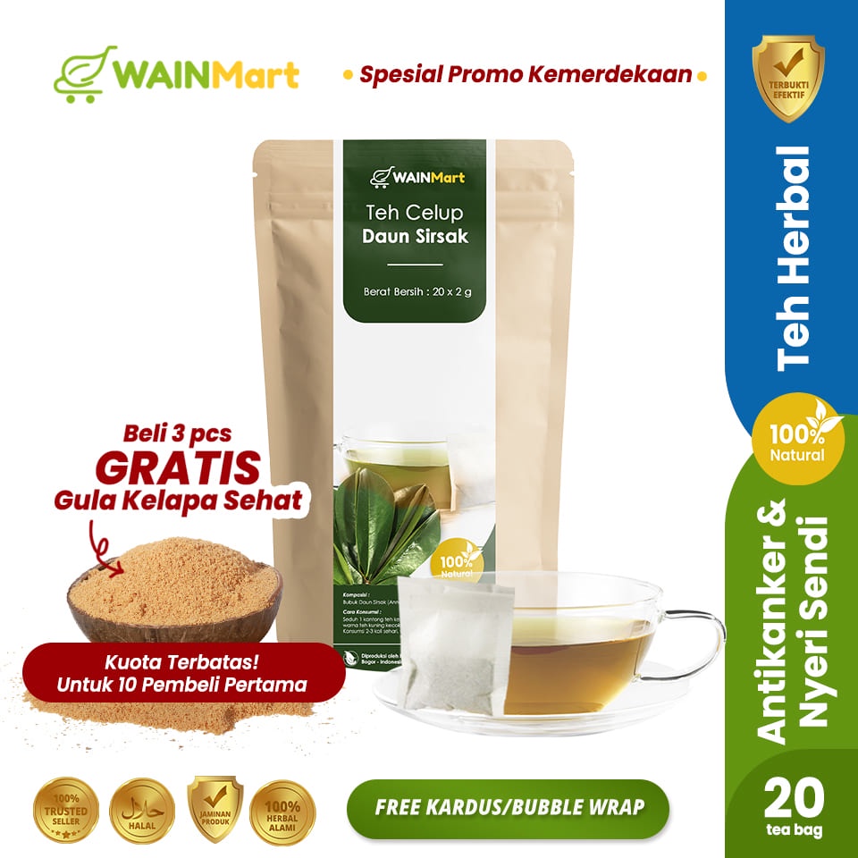 ANTI KANKER !!! Teh Celup Daun Sirsak, Penyembuh Diabetes dan Asam Urat Terampuh, 100% Organik