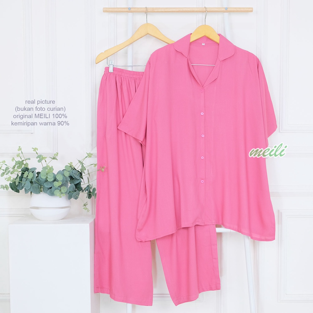 XXL 5L Setelan Jumbo Rayon Polos Premium Basic Pajamas Bigsize LD 120 140 Piyama Ukuran Besar Oneset Daily Sleep Wear Setcel Jumbo LD 110 120 Bigsize-Pajamas Lime