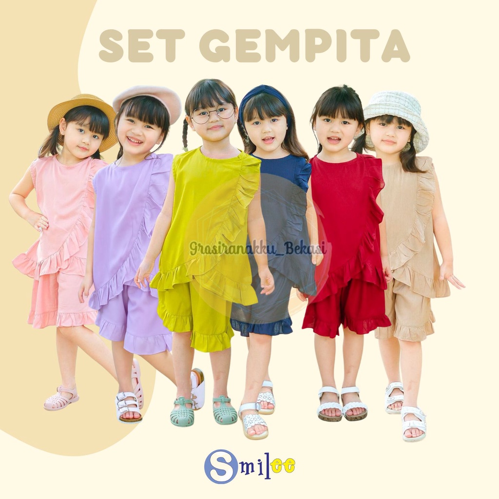 Setelan Anak Rayon  Gempita Smilee Mix Warna Size 1-5 Th