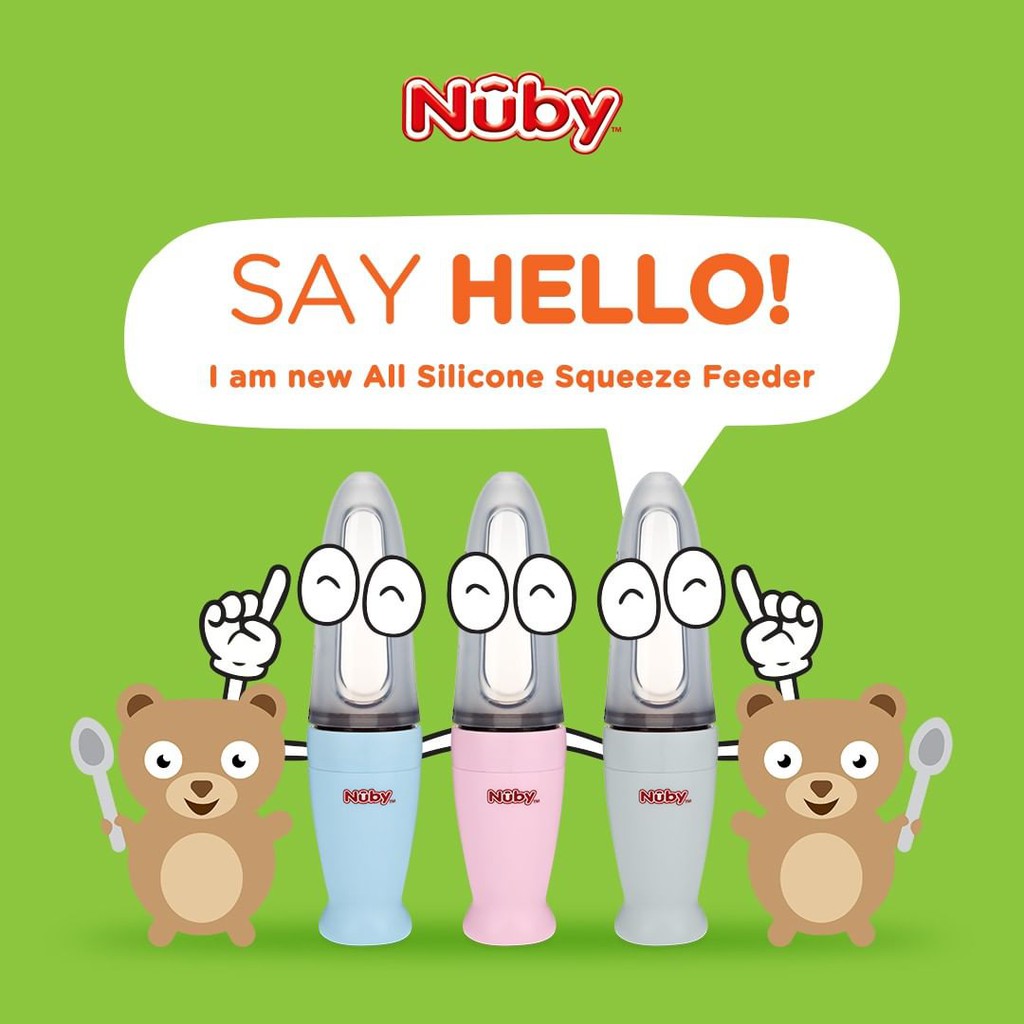 Nuby New Silicone Squeeze Feeder / Botol Sendok Silicone 4m+ (Tersedia varian warna)