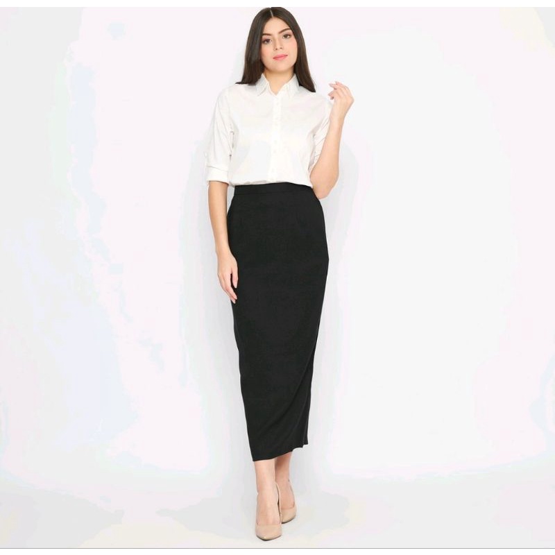 ROK HITAM KANTOR WANITA/ROK PANJANG HITAM / ROK BAHAN HITAM/ROK MAGANG BAHAN BAGUS NYAMAN D PAKAI