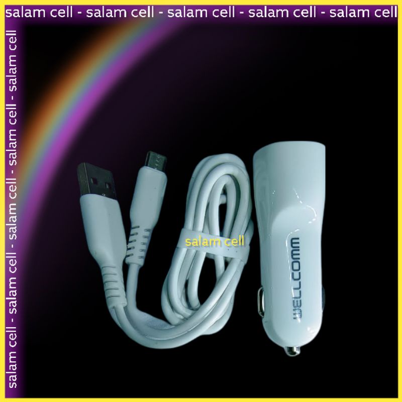 Charger Mobil WELLCOMM 2.4A Cocok Untuk Smua Type HP &amp; kendaraan Original Garansi Resmi