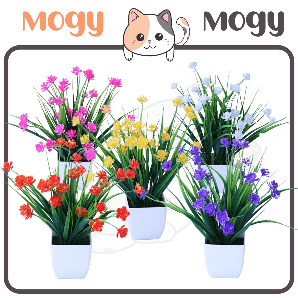 MOGYMOGY PT51 Pot Tanaman Hias Bunga Hias Plastik Ornamen Pot Bongsai Artificial Flower Decoration