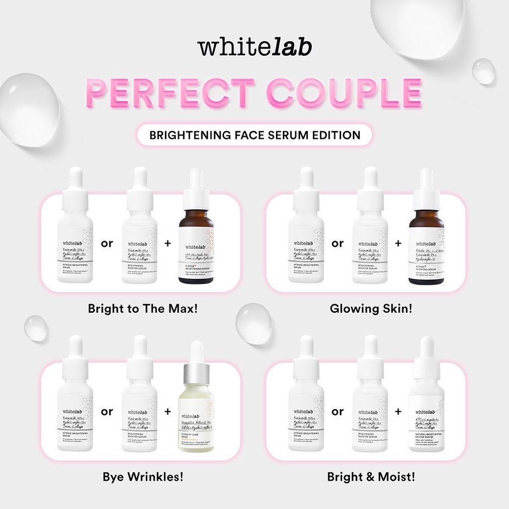 WHITELAB Face Serum Indonesia / Brightening Niacinamide Acne Calming C-Dose+ Intensive Care Peeling AHA BHA PHA Firming Barrier Booster Moisturizing Pribiome / Facial Wash Toner Essence Sunscreen Mask Masker Gel / Mugwort Pelembab Paket Wajah Lengkap Set