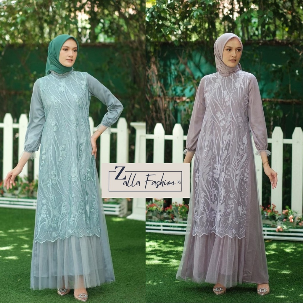 [PROMO TERMURAH] GAMI MALIKA DRESS MAXY GAMIS WANITA MUSLIM LEBARAN TUNANGAN WISUDA MEWAH TILE BROKAT PROMO LEBARAN