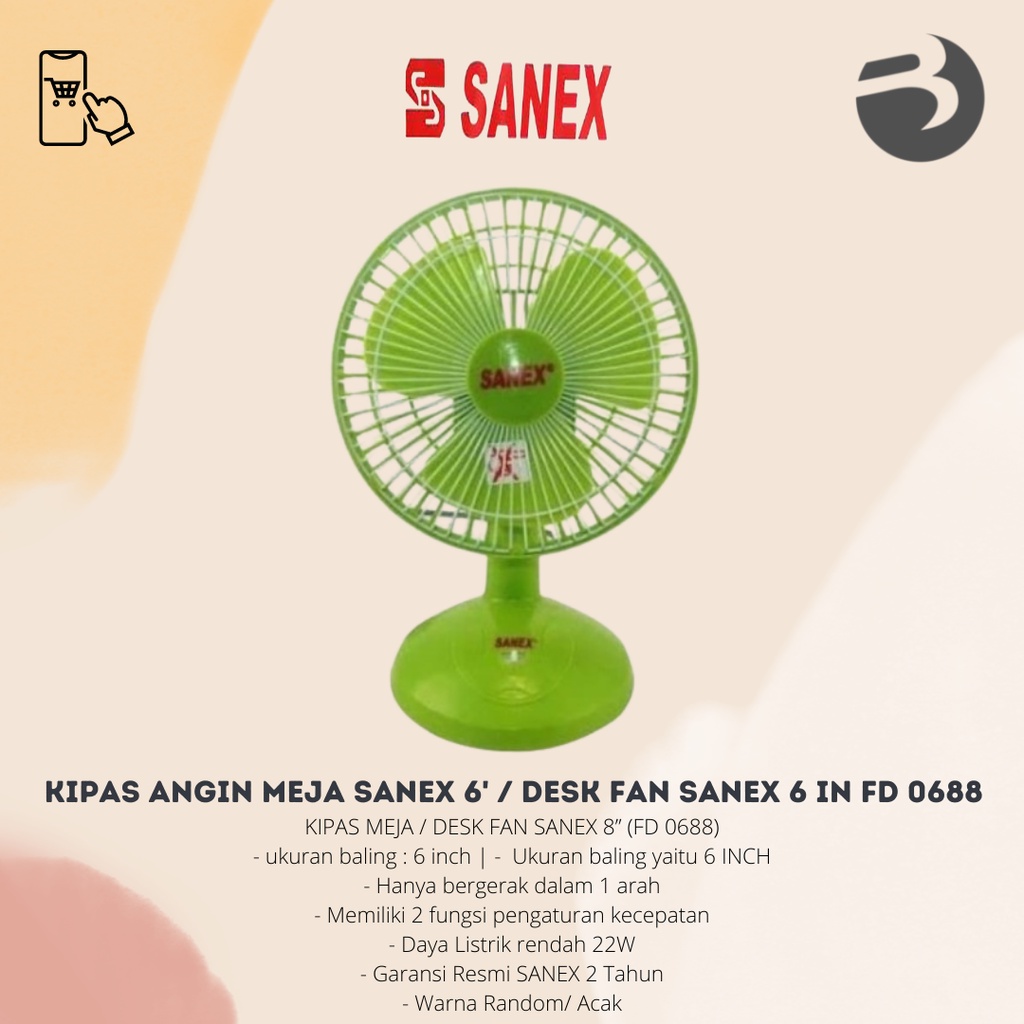 KIPAS ANGIN MEJA SANEX 6 INCH / KIPAS ANGIN DESK FAN SANEX 6 IN FD 0688