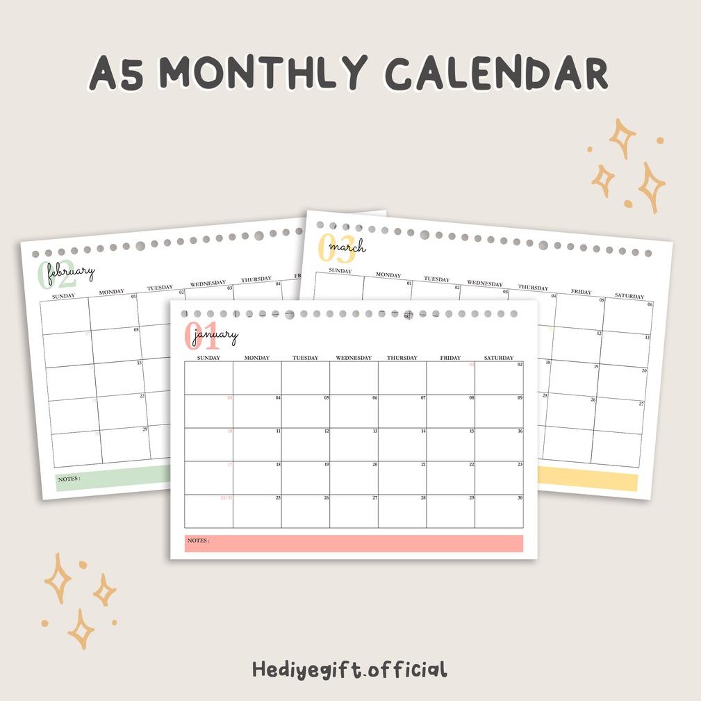 

[KODE 6ELNL] A5 Loose Leaf I Monthly Calendar