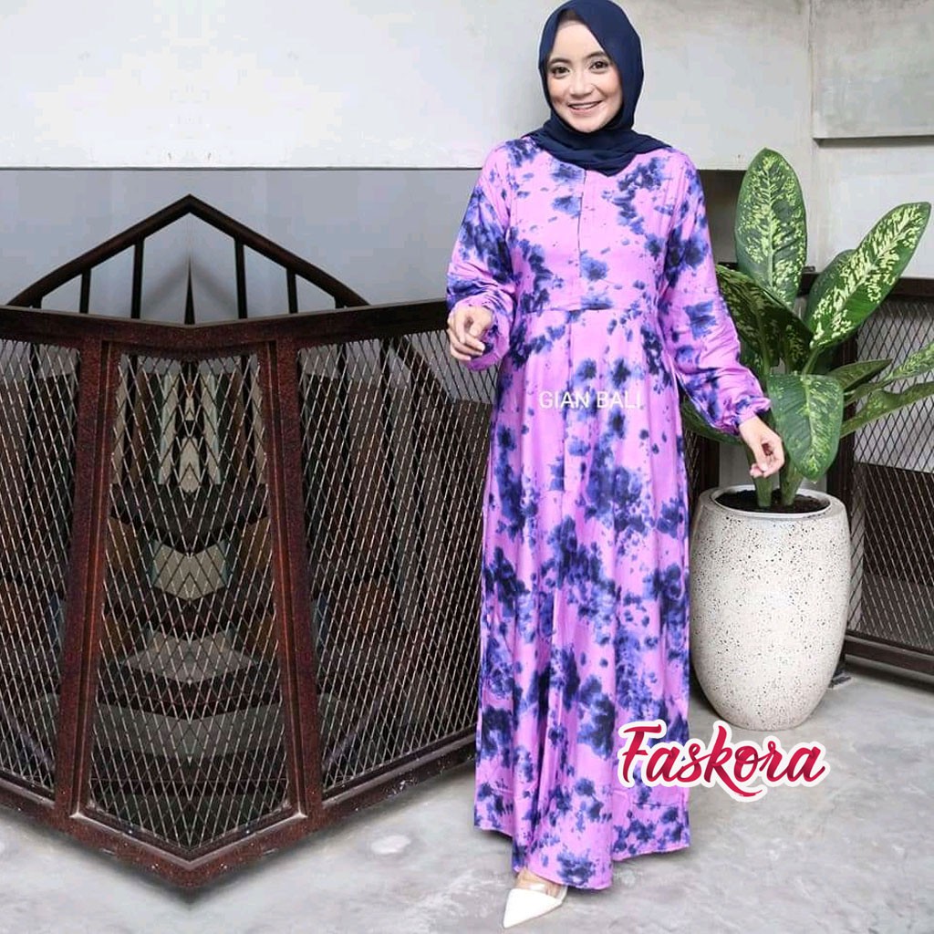 Gamis Rayon Polos Jumbo Tie dye - Gamis Syari Jumbo LD 130 Terbaru