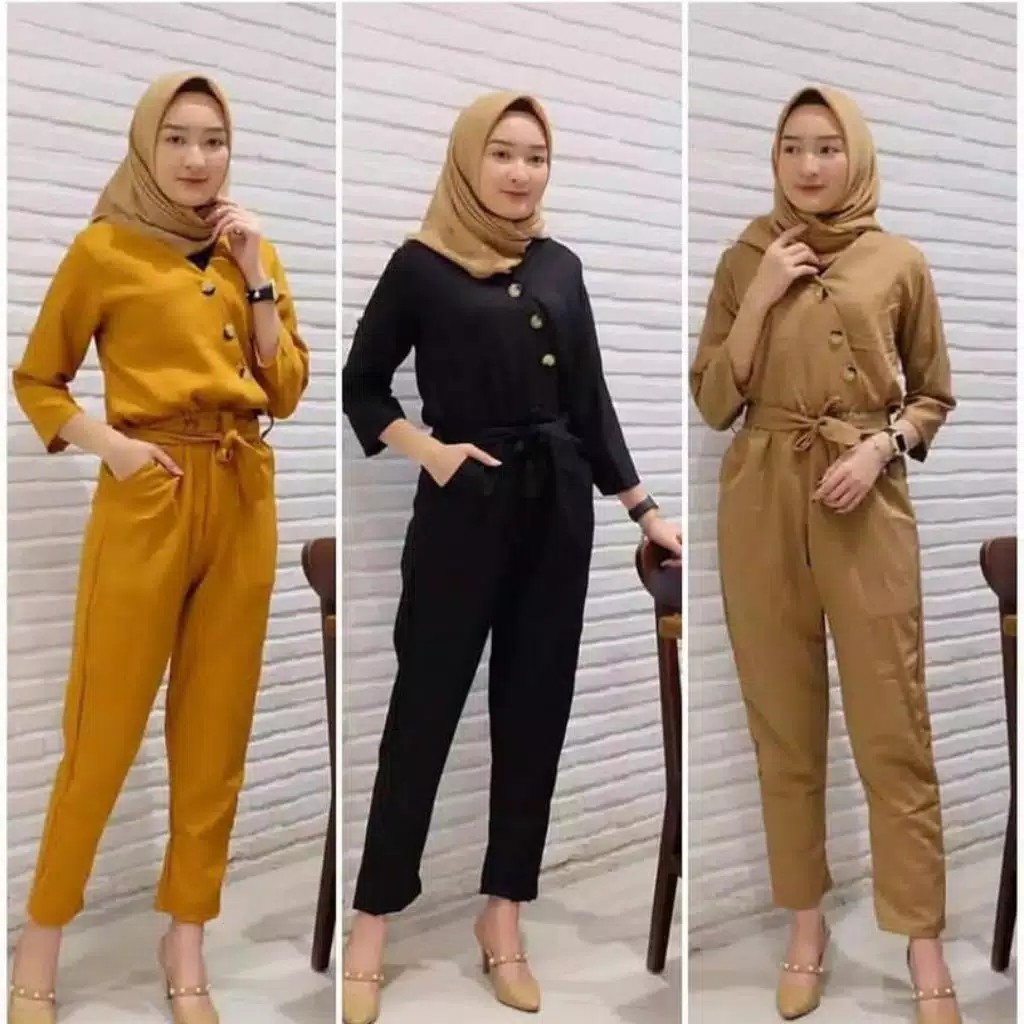 JUMPSUIT SQUILBY / JUMPSUIT TERBARU / FASHION KOREA / PAKAIAN WANITA BAHAN MOSCREPE