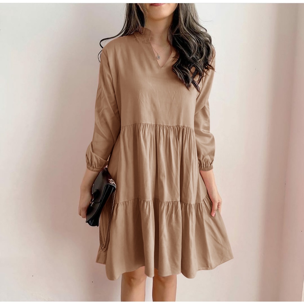 WSE390 - Dress Bianca Atasan Wanita Dress Wanita Tunik Wanita UK Fit L To XL LD 100 CM PJ 90 CM Mosscrepe PREMIUM QUALITY