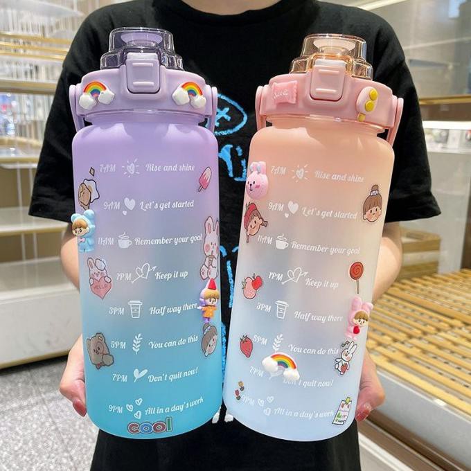 ((FAST PO)) Botol minum pastel sticker jumbo 2L seperti Quifit ---Termurah---