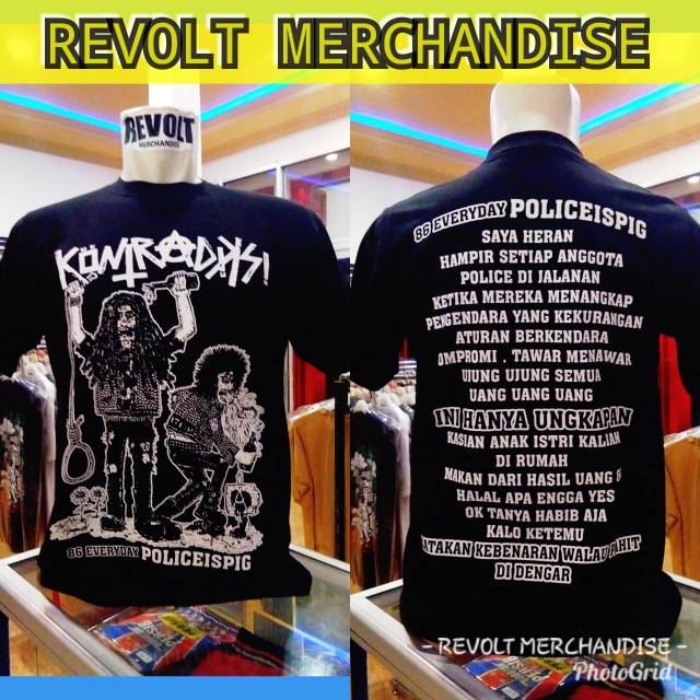 kaos band kontradiksi (POLICE 86), t-shirt band kontradiksi, kaos band punk, kaos punk, revolt merch