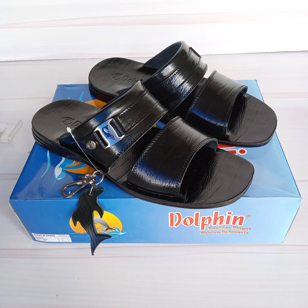 Dolphin sandal pria kulit asli d25 sandal slide pria dolphin kulit asli original sandal lebaran pria