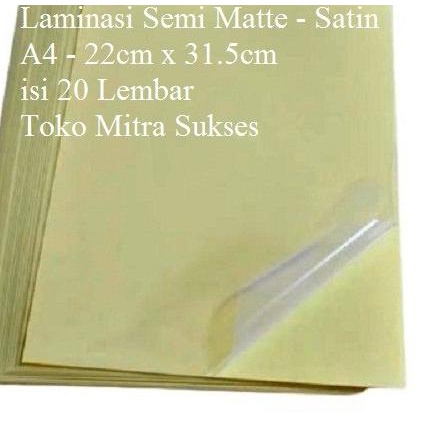 

♩ Laminasi Dingin Semi Matte - Satin A4 ➧