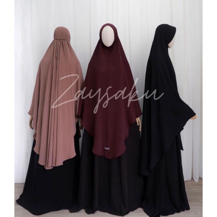 Aluna Khimar Dagu Non Pad Bergo Long Medium by Zaysaku