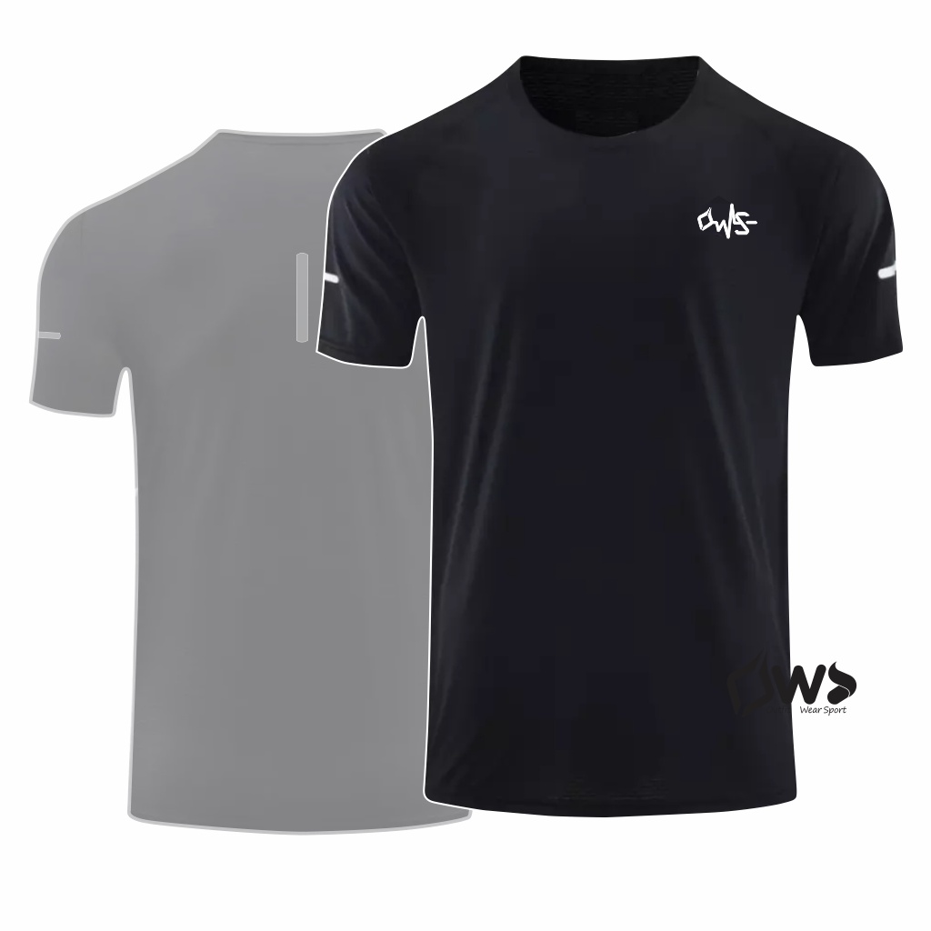 OWS Baju Runing Pria Wanita Hitam Poly Livina