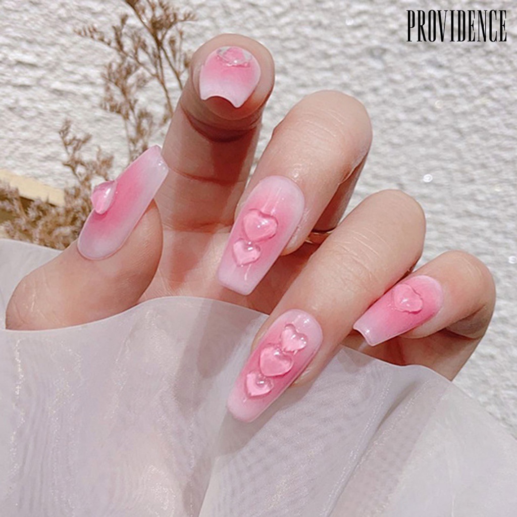 Providence 100Pcs / Kantong Aksesoris Nail Art Resin Bentuk Hati 3D Flexible DIY