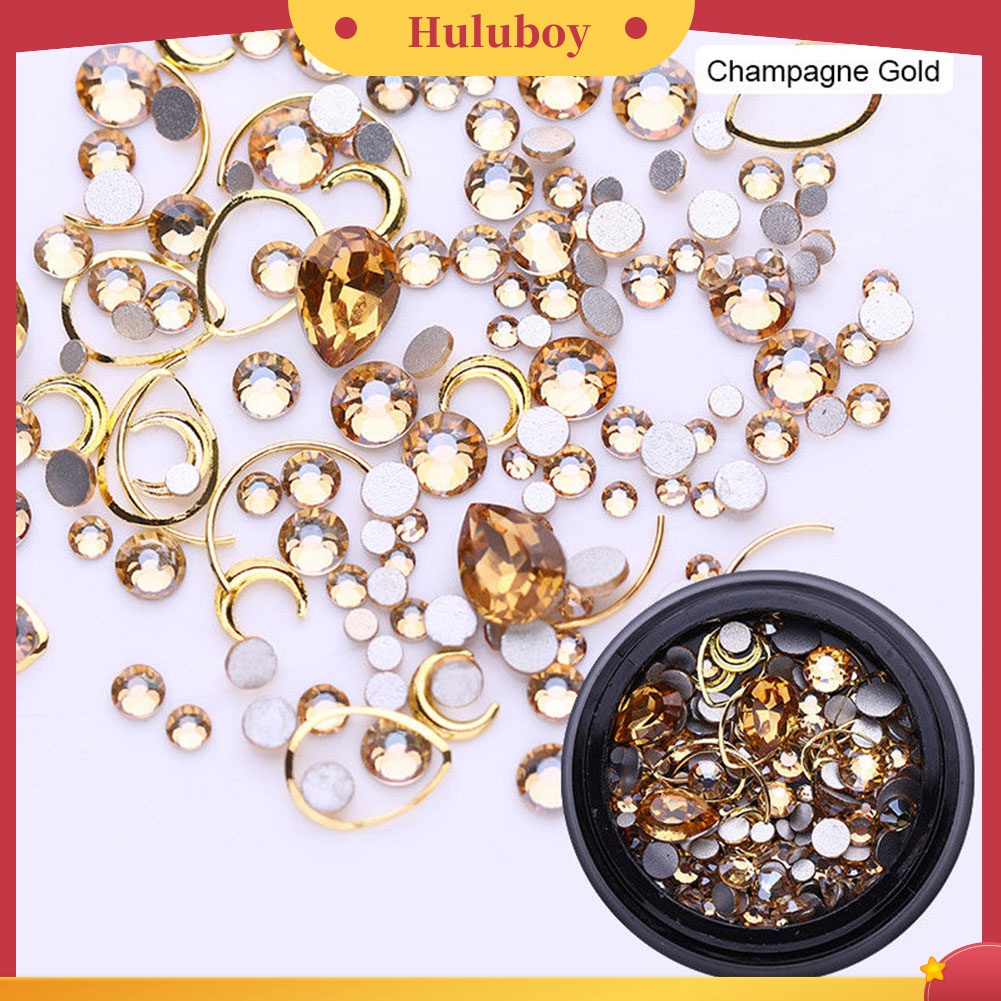 Huluboy Huluboy♡ Dekorasi Nail Art 3D Bentuk Geometris Bahan Alloy Aksen Glitter Berlian Imitasi Untuk Manicure
