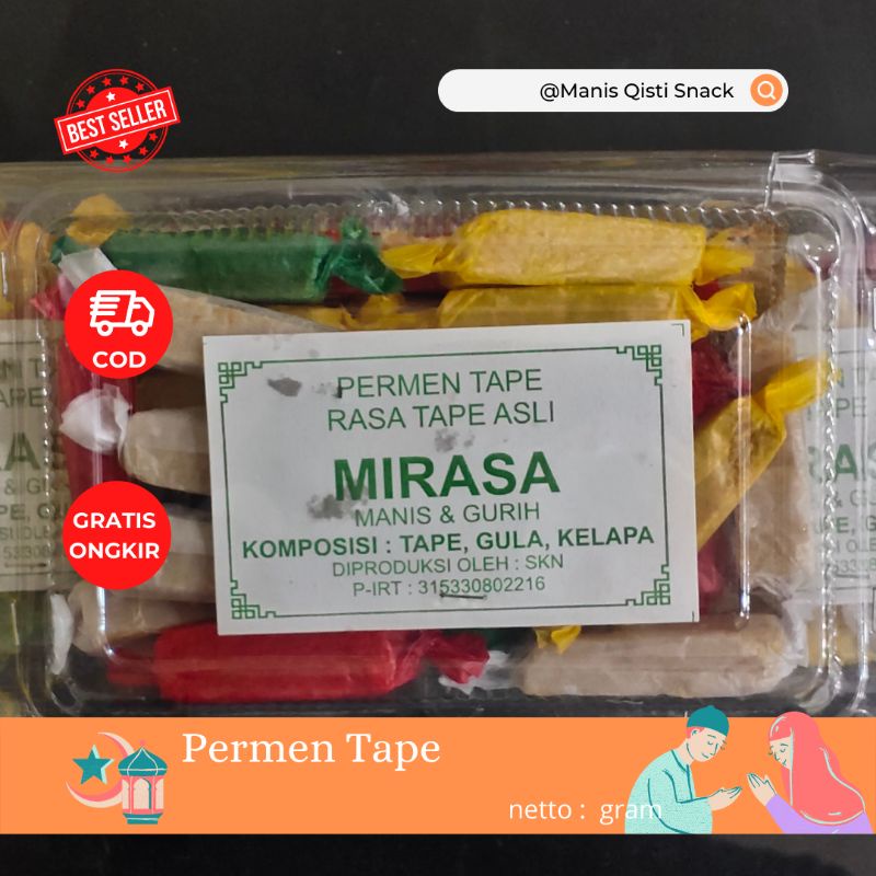 

PERMEN TAPE RASA TAPE ASLI MIRASA MANIS BERAT 350 G