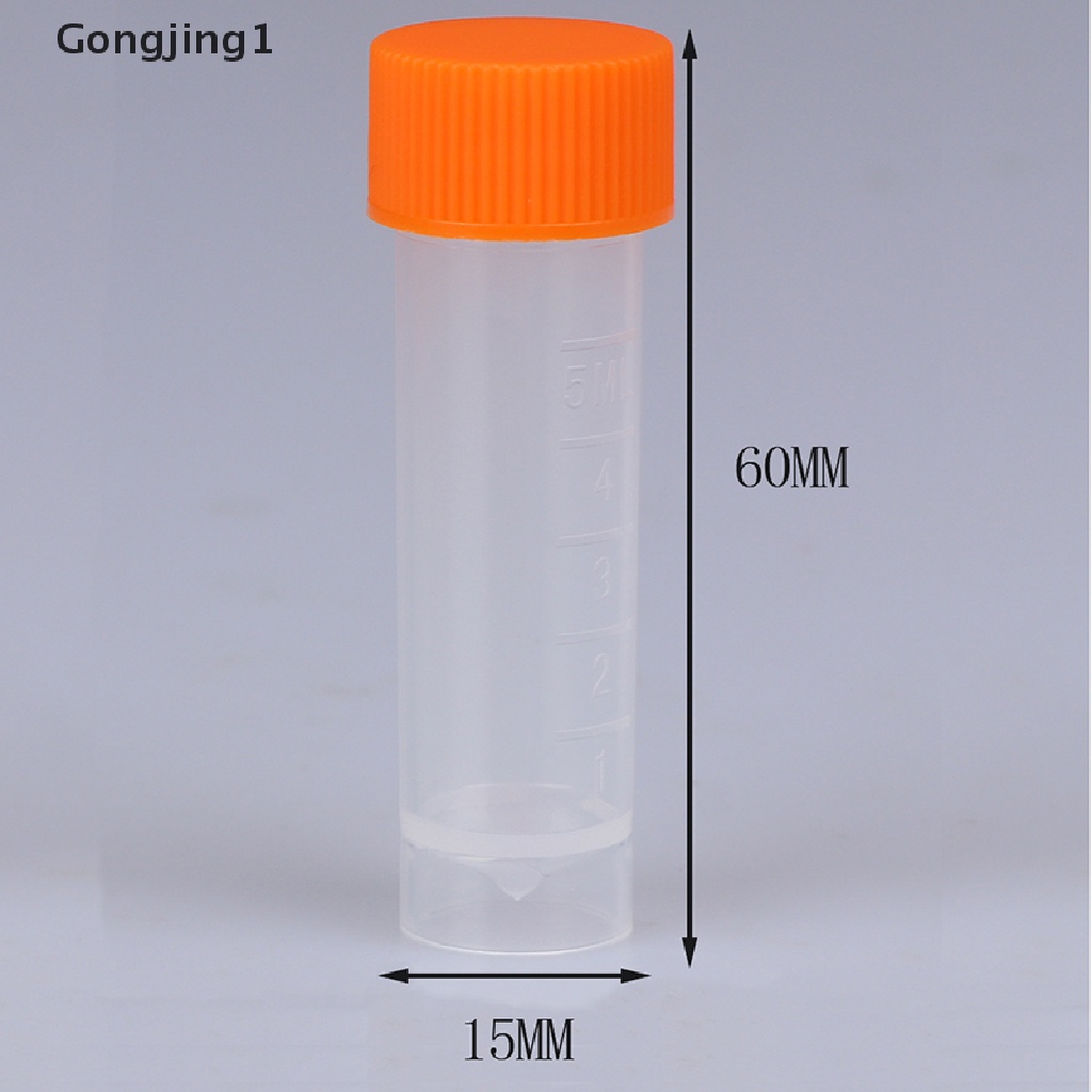 Gongjing1 10Pcs Tabung Reaksi 5ml Bahan Plastik Dengan Tutup Ulir