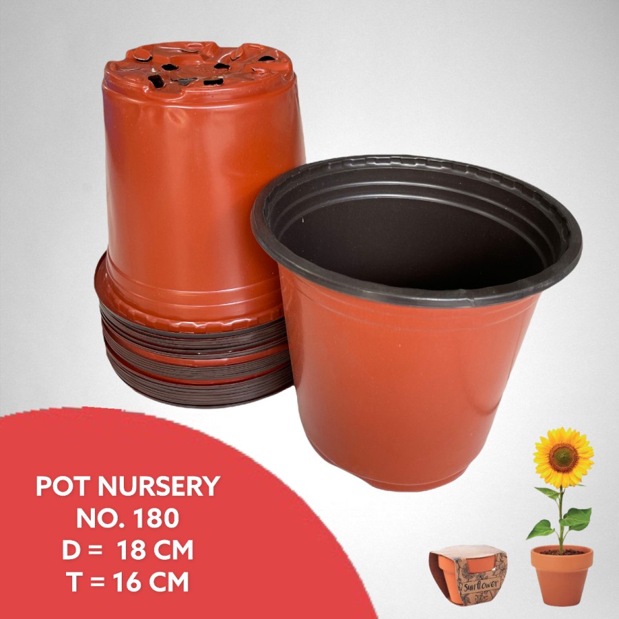 Pot nursery elastis pot bibit Tanaman Coklat Hitam no 180 - 1 Lusin