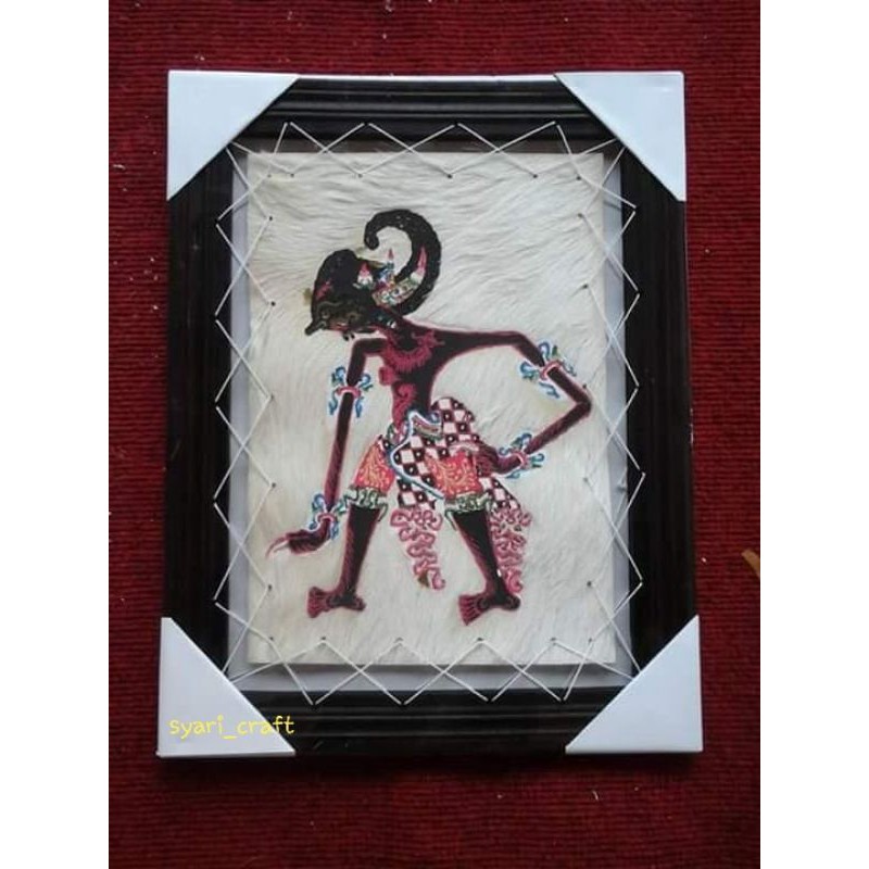 LUKISAN KALIGRAFI WAYANG BIMA KULIT KAMBING ASLI