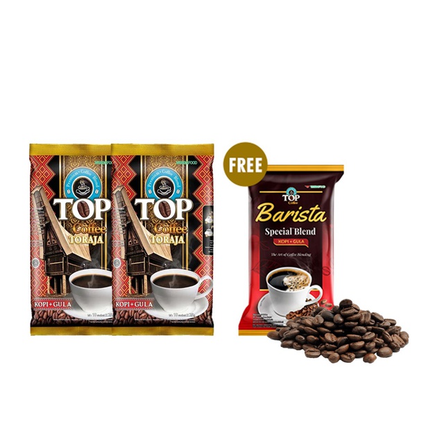 [Buy 2 Get 1] Kopi Top Toraja (2in1) 25gr x 10 x 2 - Free Top Coffee Barista 25 gr x 6 pcs (ISI 6+3)
