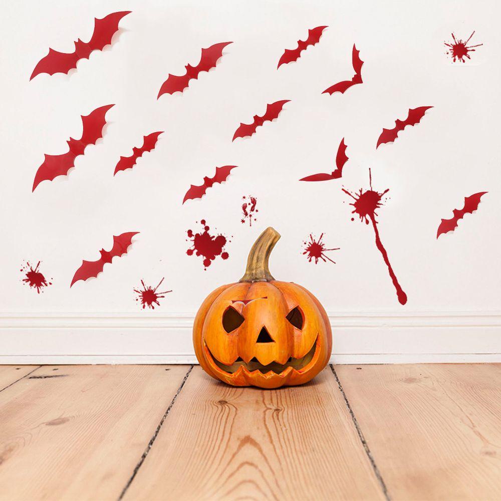 Populer 12PCS Halloween Kelelawar Stiker Mengerikan Dekorasi Perlengkapan Pesta Rumah Ornamen Dinding Art