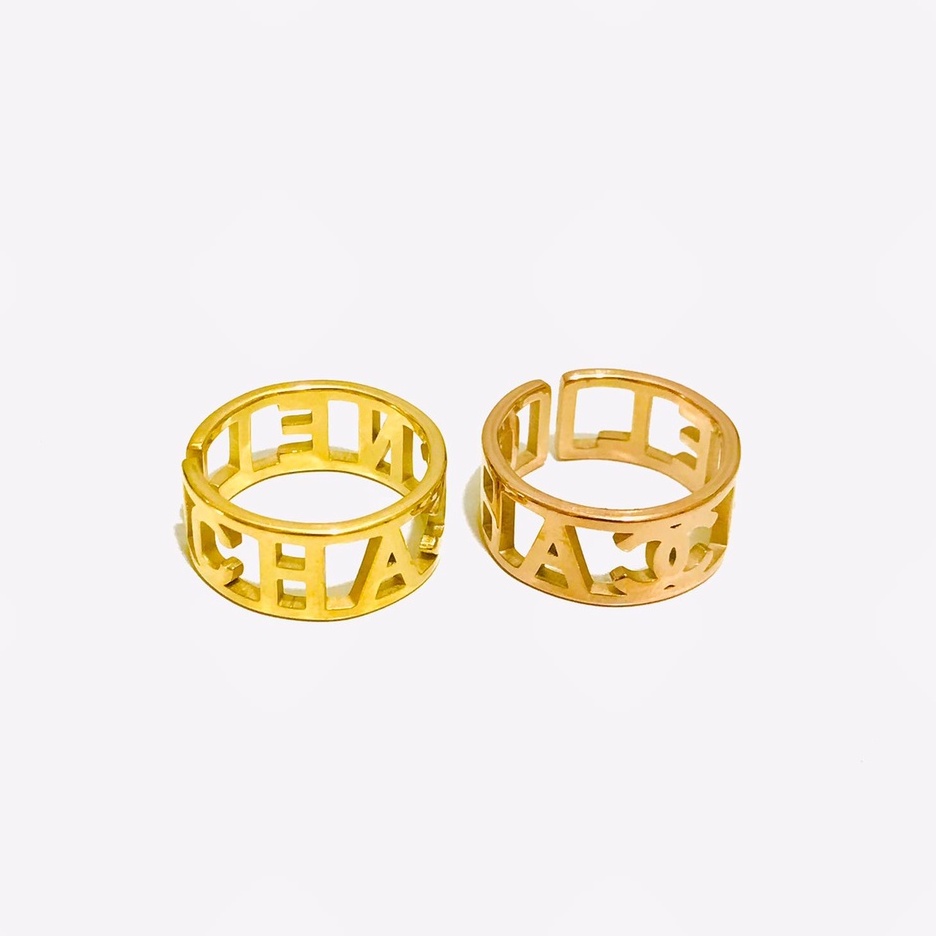 Cincin Titanium Wanita Lapis Emas Anti Karat CT-14
