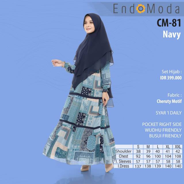 GAMIS ENDOMODA CM 81 II SYARI STYLE II 1 SET KHIMAR