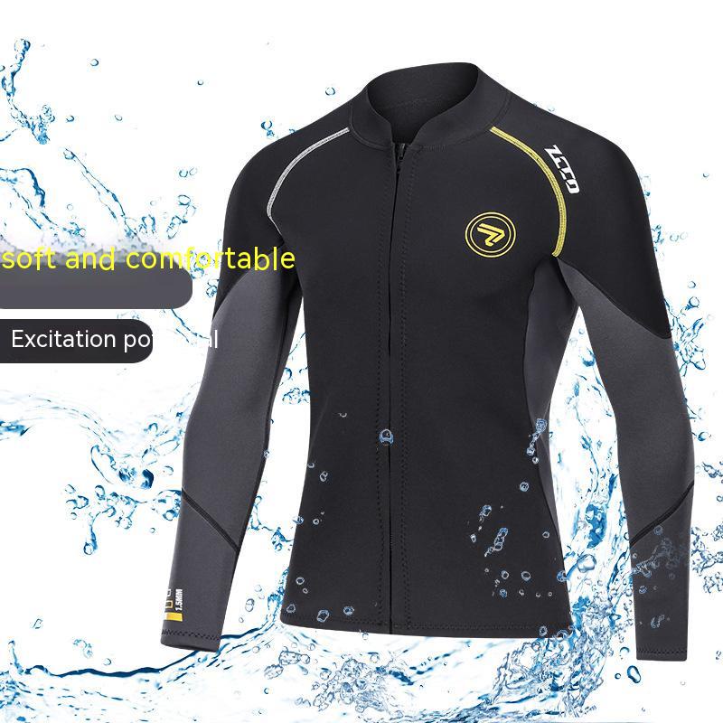 Zcco1.5mm wetsuit split top Long sleeve snorkeling suit cold proof warm diving suit large size surfe