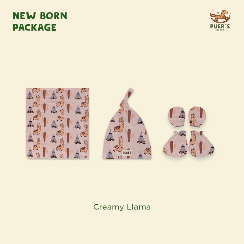 NEWBORN PACKAGE (SWADDLE SET) CREAMY LLAMA