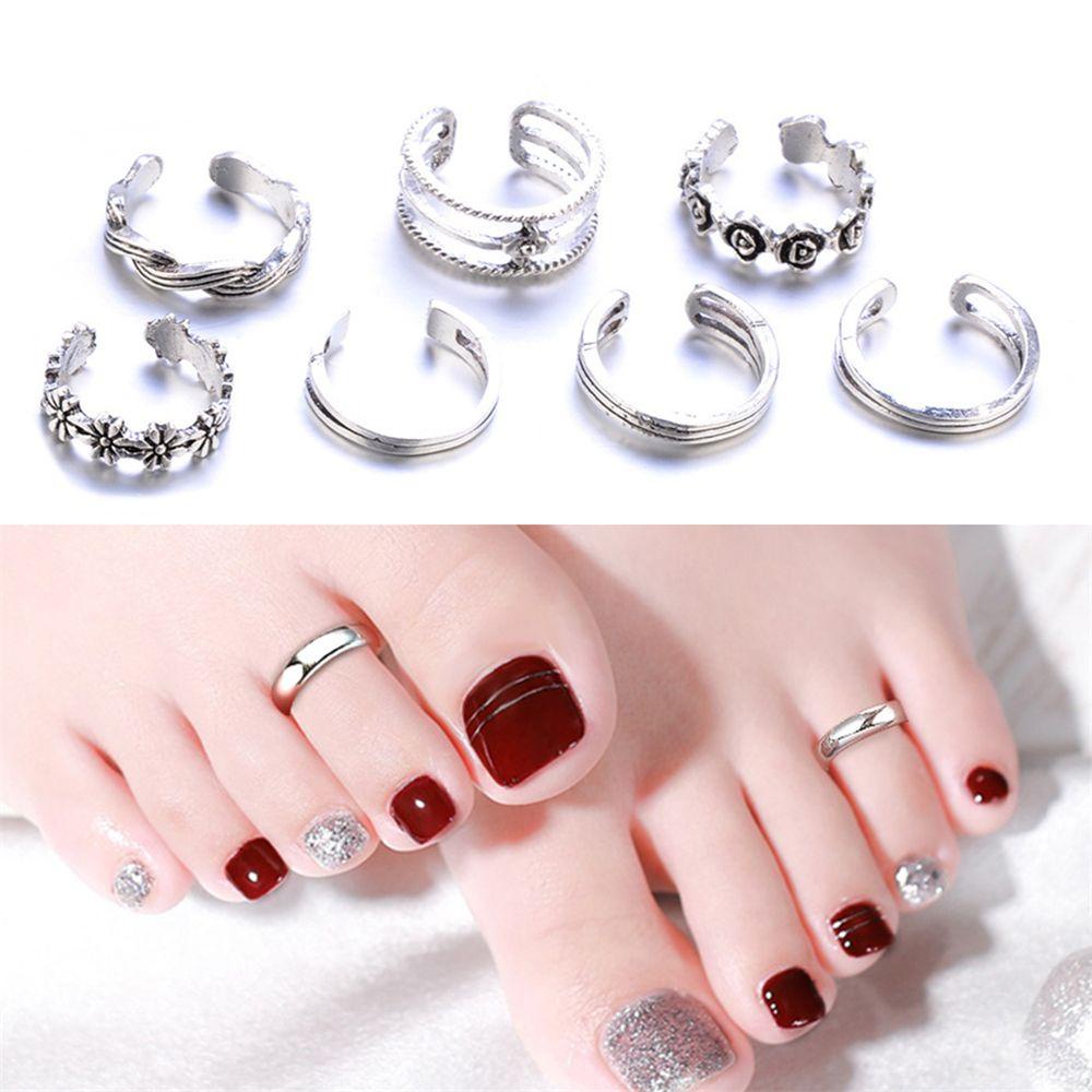 12pcs / SET Cincin Jari Kaki Model Terbuka Untuk Pantai