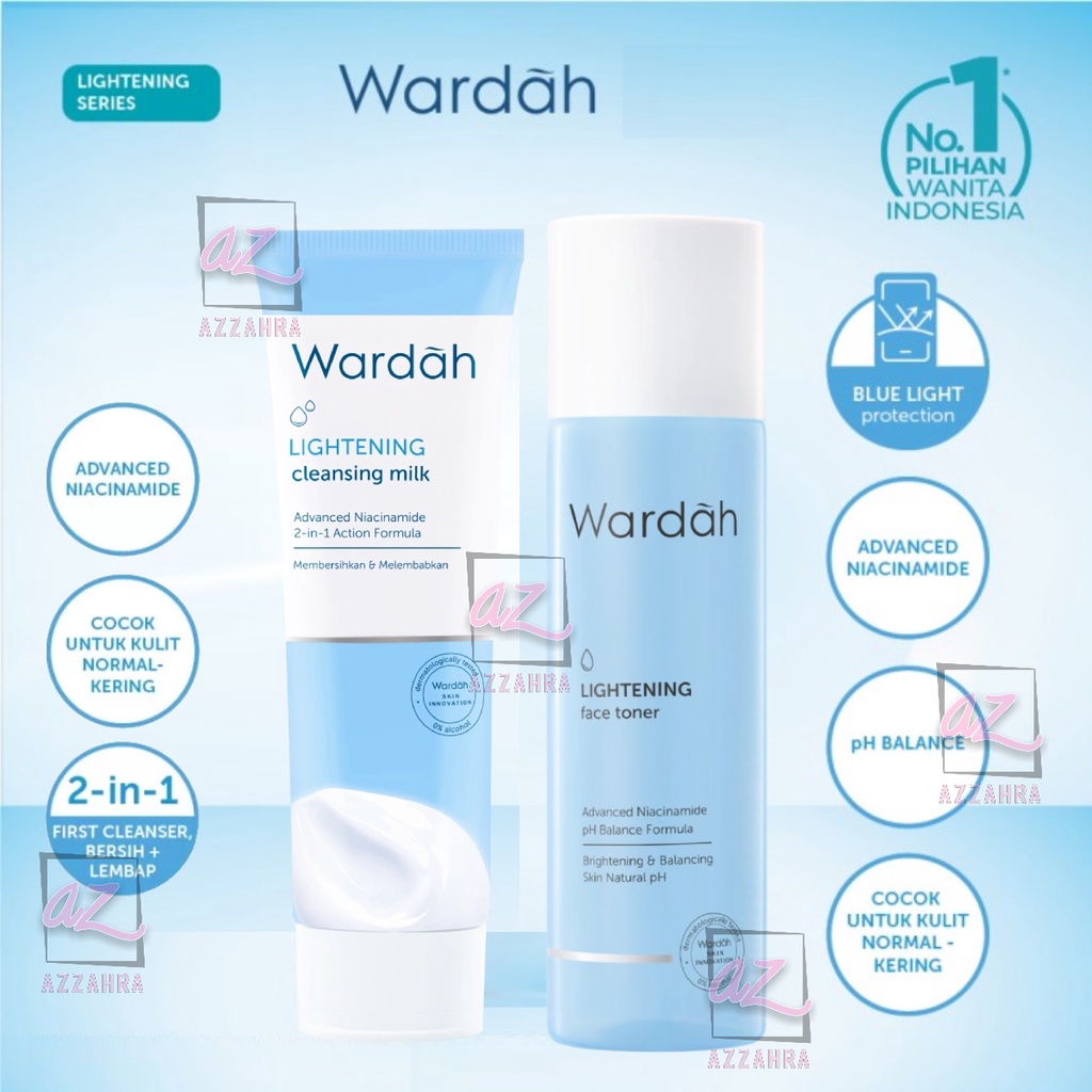 WARDAH Paket Pembersih Lightening (Toner 125ml + Milk Cleanser 100ml) - 2 Pcs