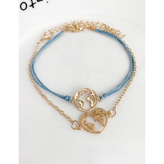 LRC Gelang Tangan Fashion Gold Alloy Resin Earth Love Bracelet Set F75028