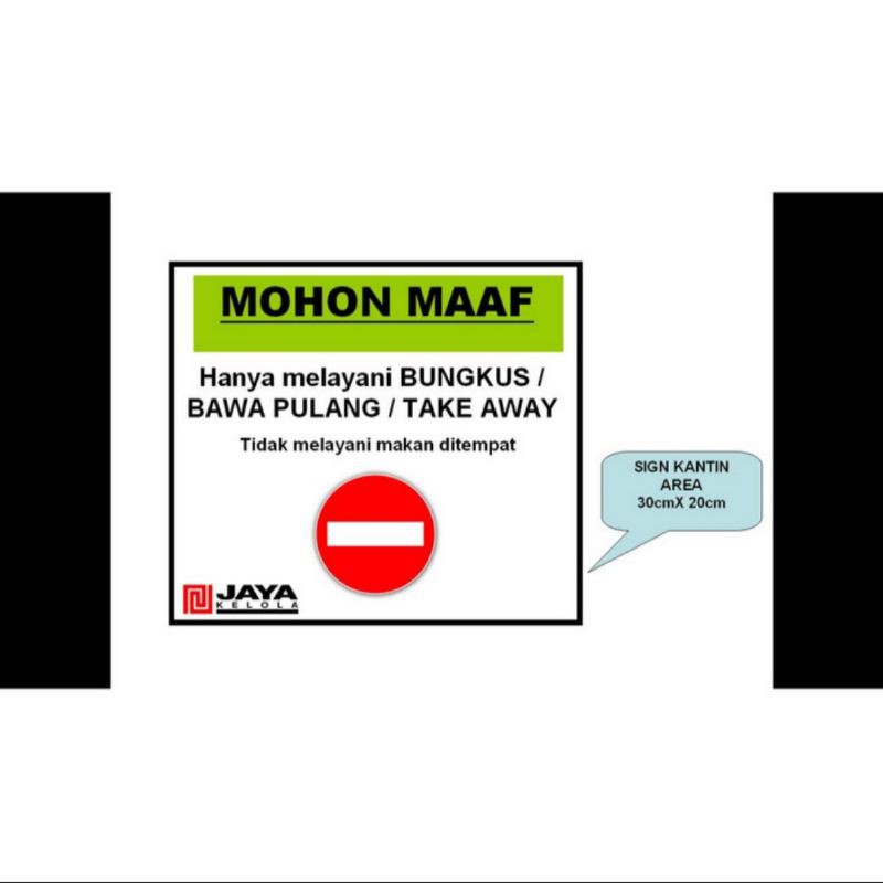 

SIGN LABEL STICKER K3 RAMBU TAKE AWAY SIZE 30X20CM