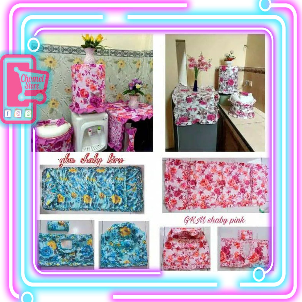 (New)Paket Hemat GKM Set Cover Galon Kulkas Magicom Bhan Katun Mikro Rempel Pilamin Lapis Busa