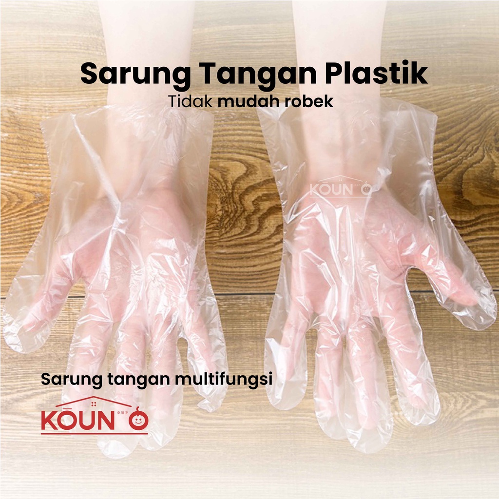 Sarung Tangan Plastik Sekali Pakai isi 100 Pcs Transparan Food Grade Disposable Plastic Gloves