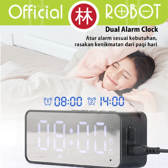 Robot RB150 LED Alarm Clock With FM Radio Speaker Bluetooth