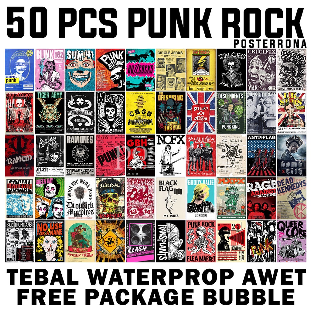 [50 PCS] POSTER PUNK ROCK BAND SERIES VINTAGE